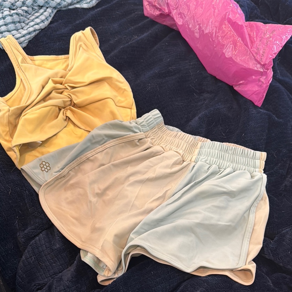 Honeycut Yellow and Beige Activewear Set